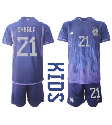 Argentina Paulo Dybala #21 Replica Away Stadium Kit for Kids World Cup 2022 Short Sleeve (+ pants)
